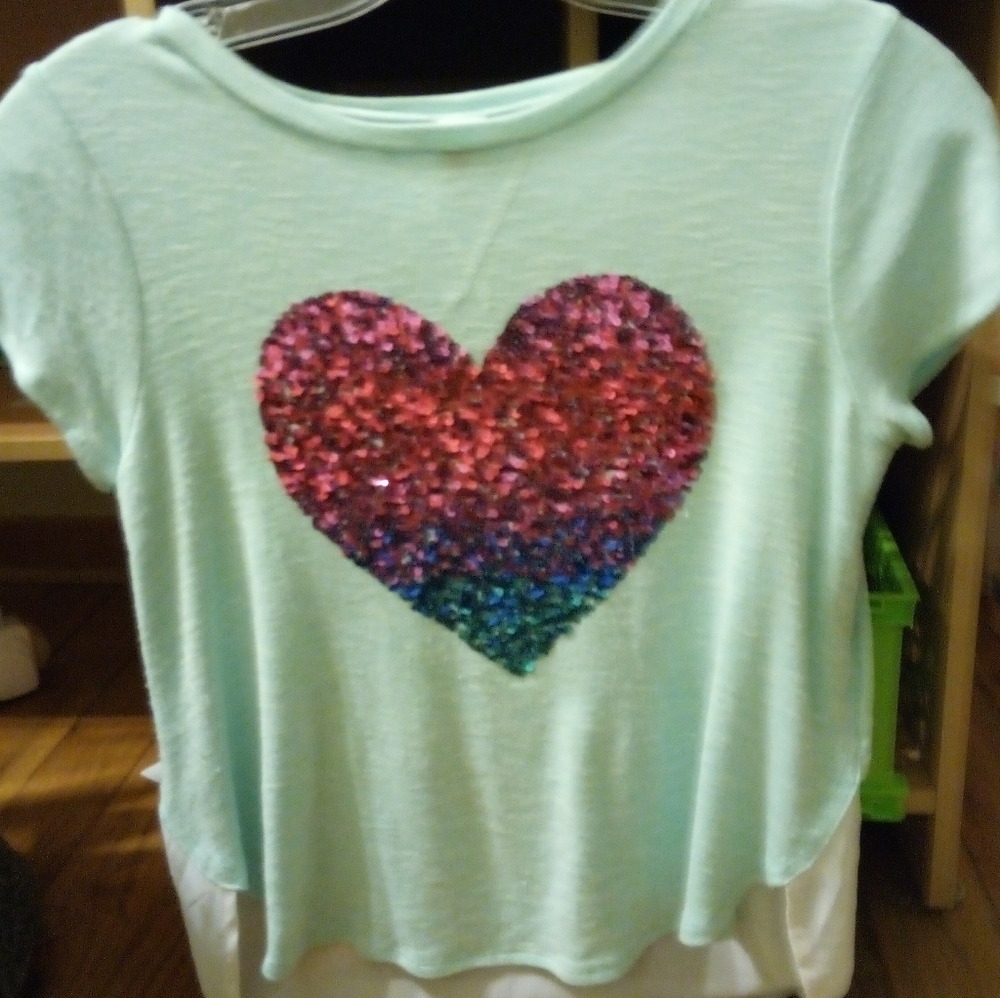 Total Girl Heart Sequined Ombre Tee